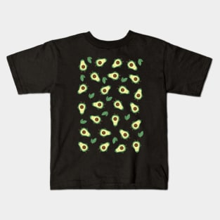 Avocado Pattern with black background Kids T-Shirt